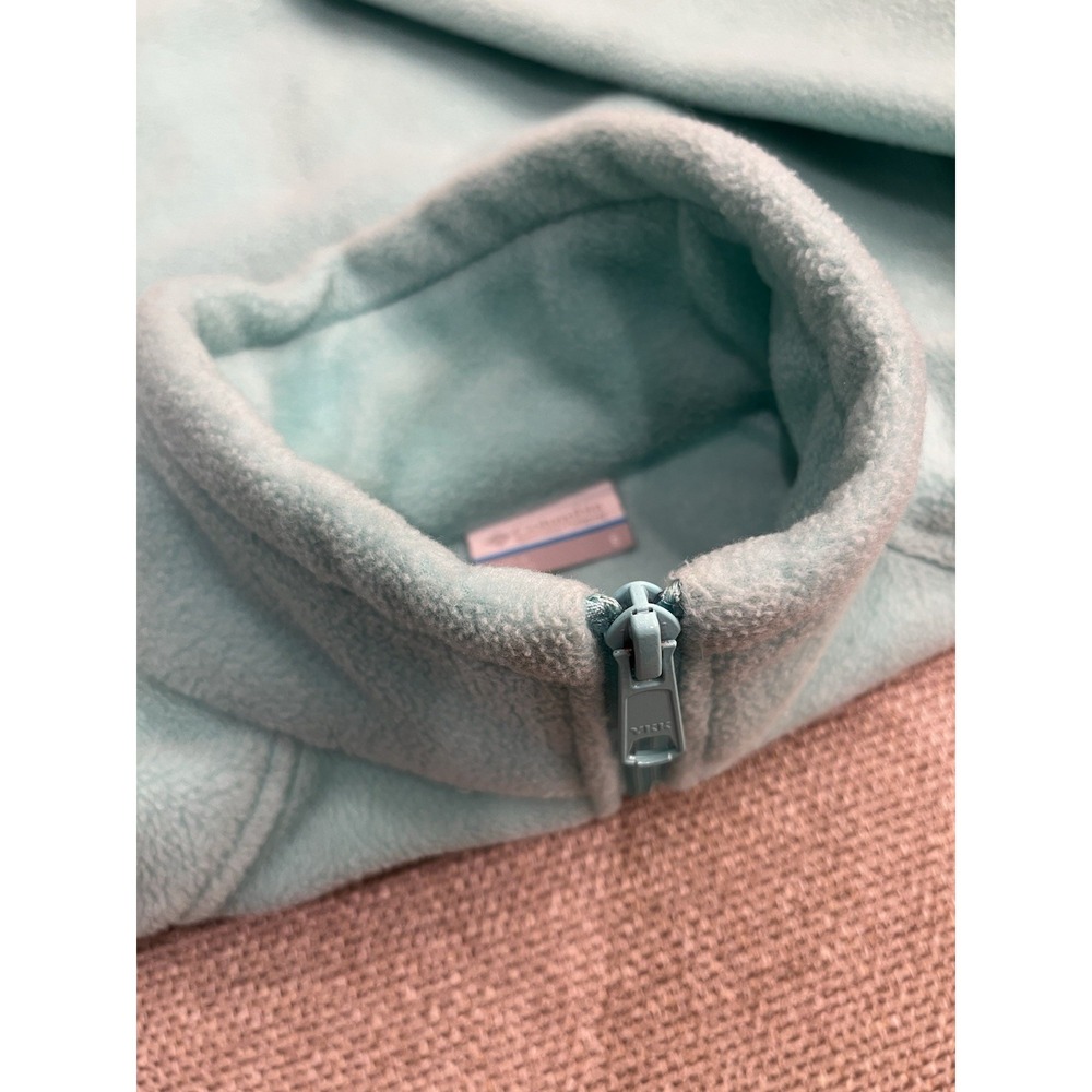 Columbia Women's Light Blue Fleece Full Zip Jacket S Adjustable Drawstring - Picture 6 of 9